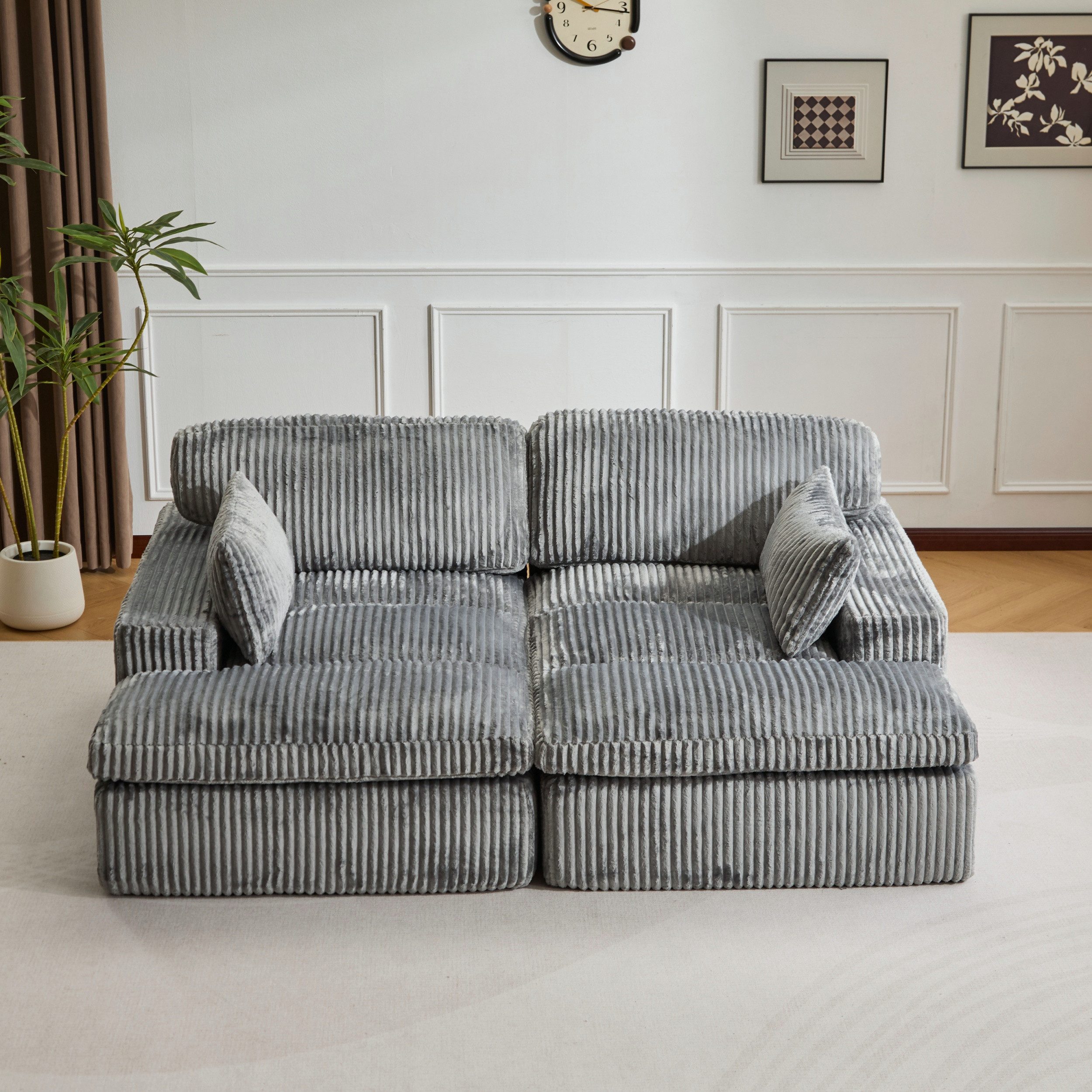 Leawin Loungesofa Sofa mit Bettfunktion 2-Sitzer – Cordsofa Sofas Wohnzimmer, Weicher Cordbezug, großes Schlafsofa, ideal für kleine Räume