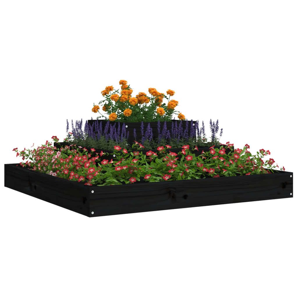 Thumbnail - vidaXL Blumentopf Pflanzkübel Schwarz 80x80x27 cm Massivholz Kiefer (1 St)