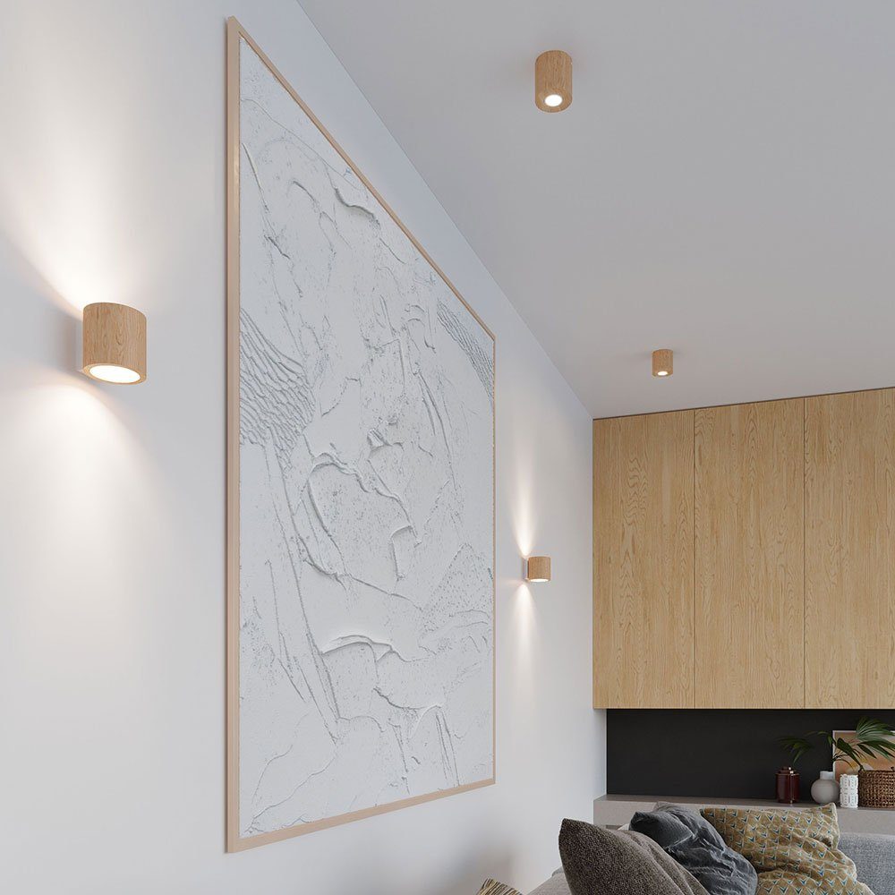 Holz weiß etc-shop inklusive, Wandleuchte, Wandspot Leuchtmittel Wohnzimmer Lampe Innen Wandleuchte Wandlampe nicht