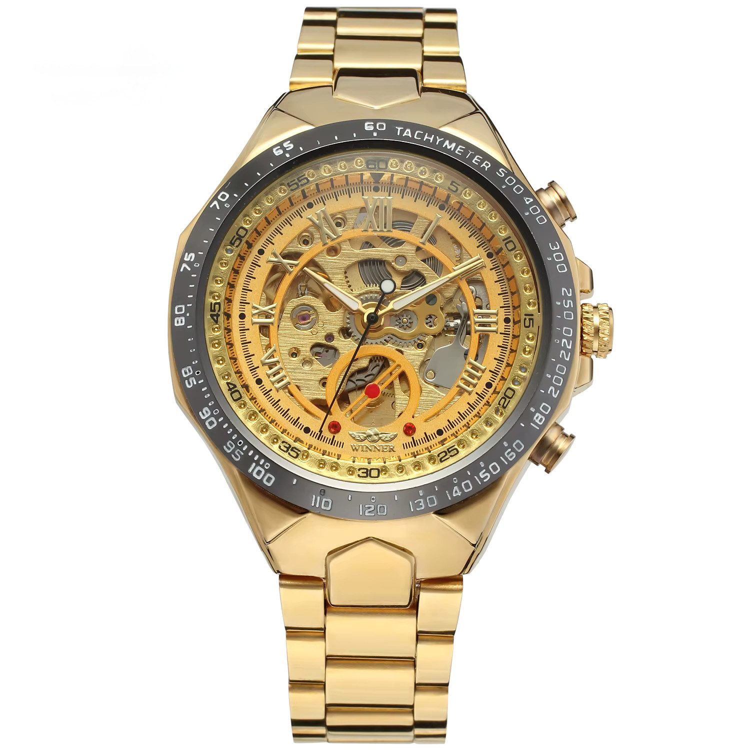 Rötting Design Automatikuhr Herrenuhr Armbanduhr Skelett goldfarbenes Ziffe günstig online kaufen
