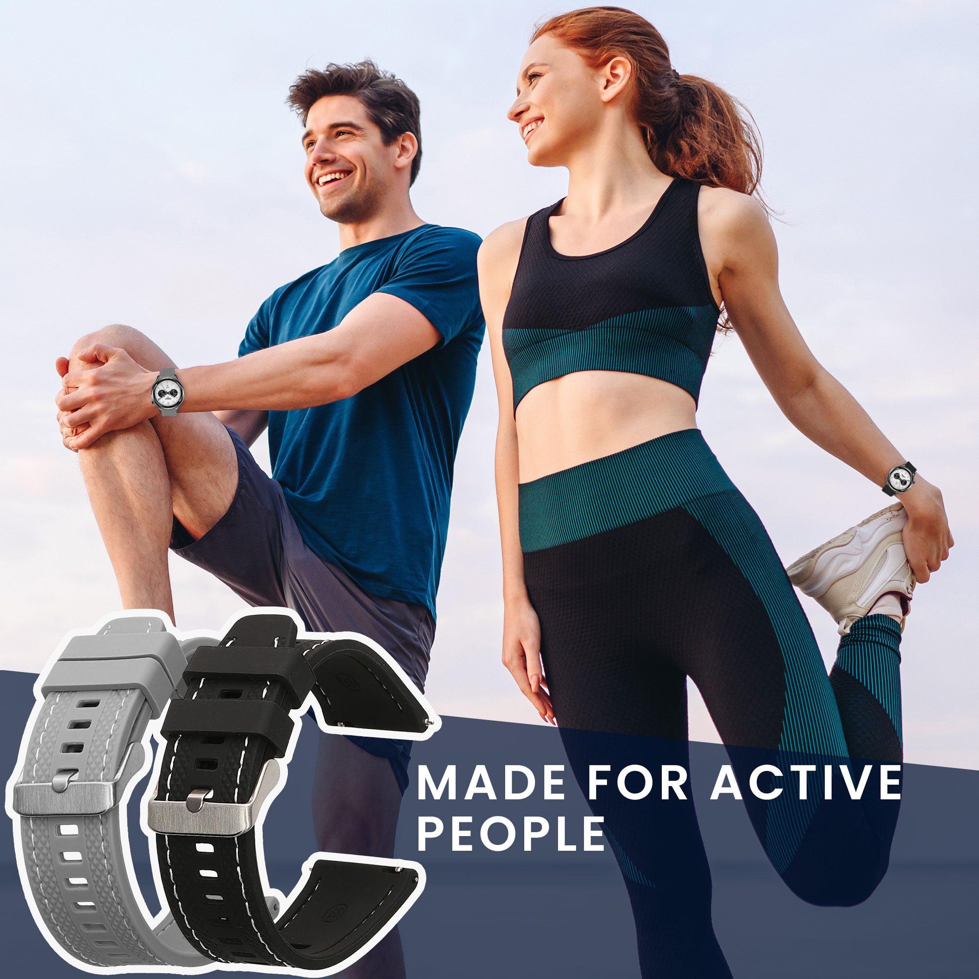 kwmobile Uhrenarmband 2x Uhrenarmband für Xiaomi Watch S4 / S4 Sport / S3 / S2 / Watch S1, Fitnesstracker Band Set aus TPU Silikon - Ersatzarmband Smartwatch