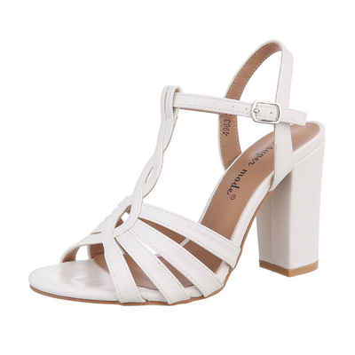 Ital-Design Damen Abendschuhe Elegant Sandalette (86345161) Blockabsatz Sandalen & Sandaletten in Weiß