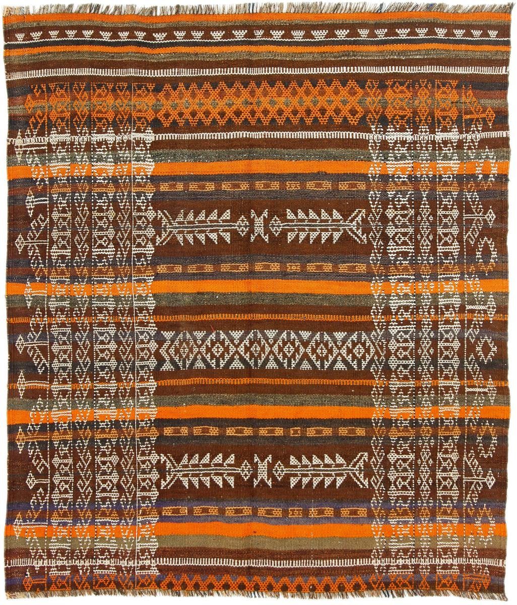 Orientteppich Kelim Afghan Antik 119x136 Handgewebter Orientteppich, Nain Trading, rechteckig, Höhe: 3 mm