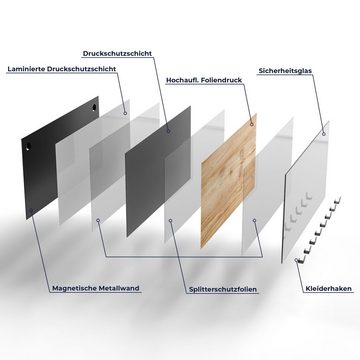 DEQORI Kleiderhaken 'Holzstruktur detailliert', Glas Garderobe Paneel magnetisch beschreibbar