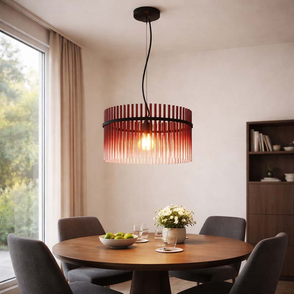 GLOBO LIGHTING LED Pendelleuchte, Leuchtmittel inklusive, Warmweiß, Pendelleuchte Hängelampe Deckenleuchte Esszimmerleuchte Glas Rot D 40