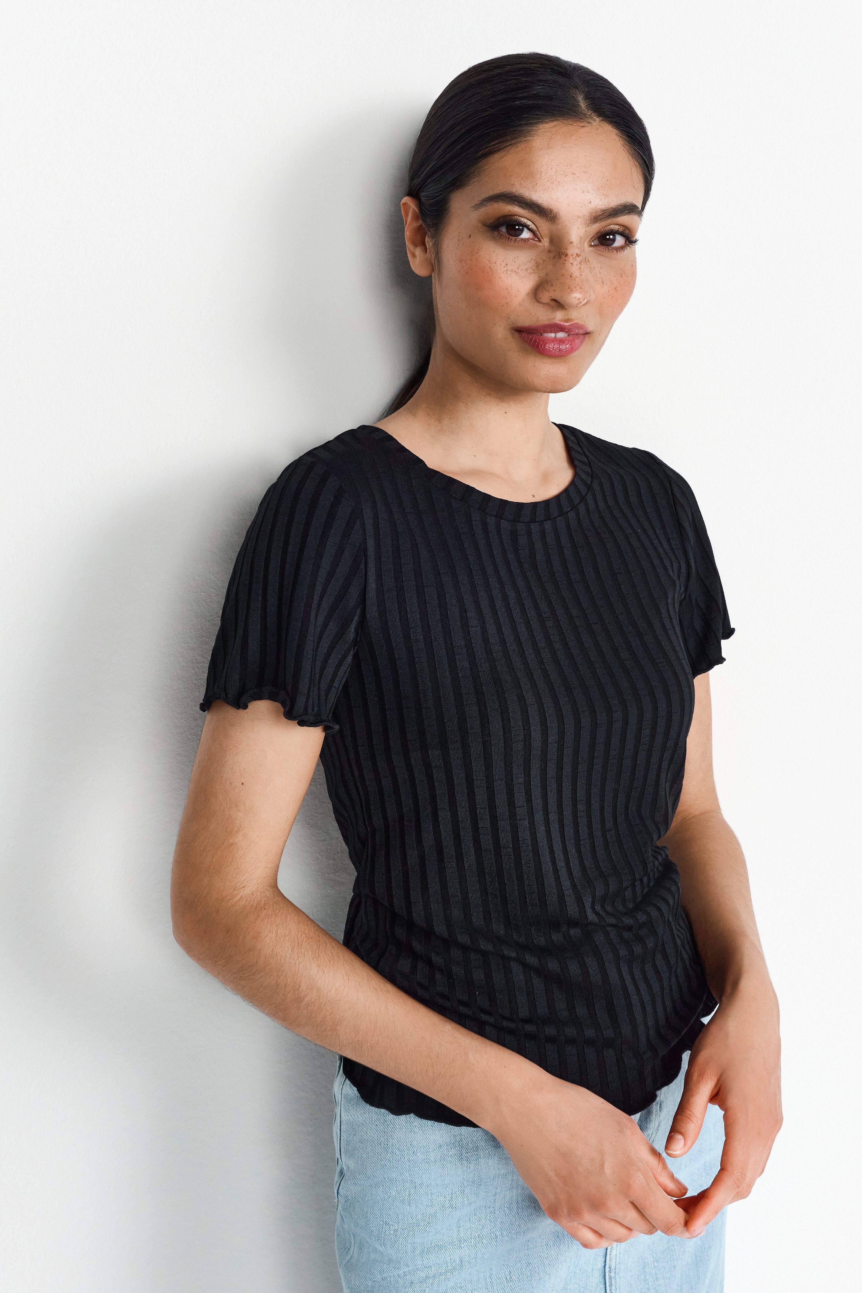 RICHROYAL Kurzarmshirt Mit gewelltem Saum an Rumpf und Ärmeln