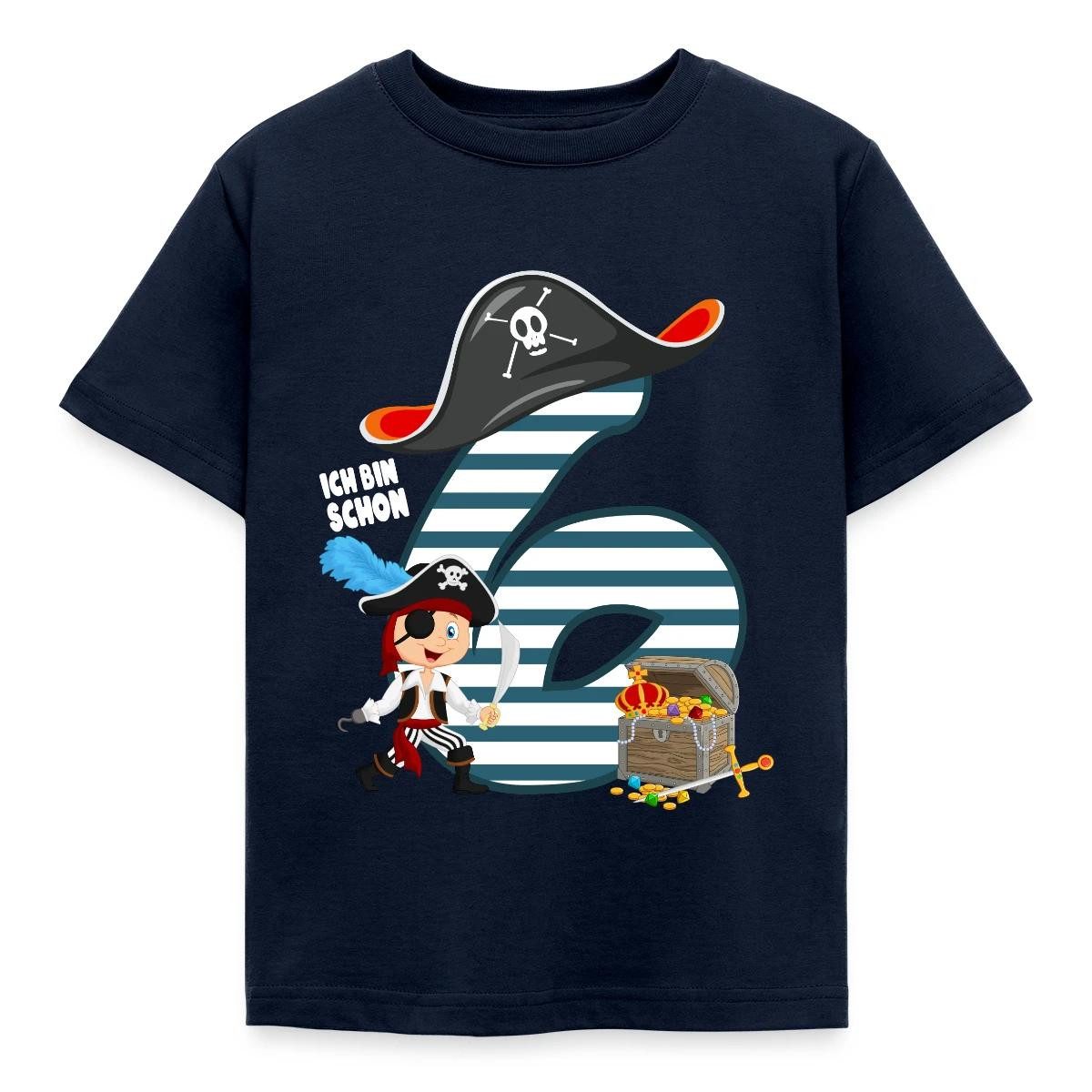 T-Shirt 6. Geburtstag Ich Bin Schon Sechs Pirat Schatz Kinder T-Shirt