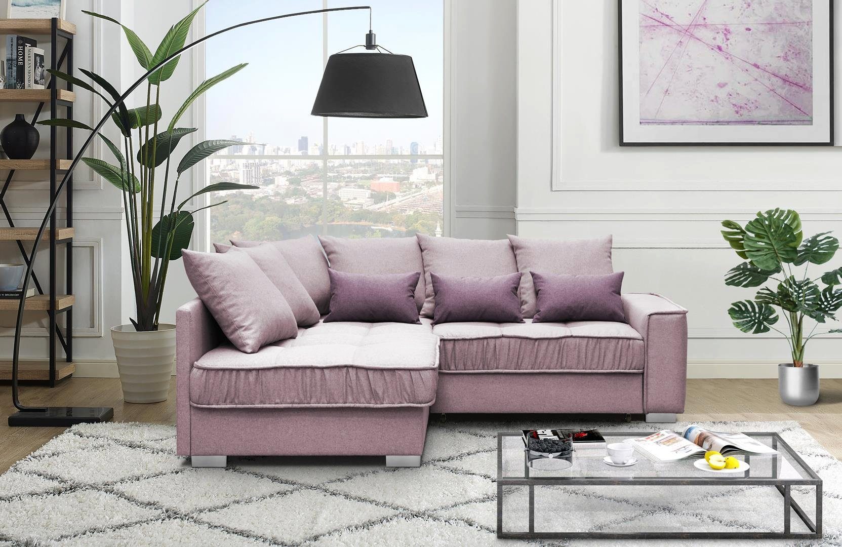 Beautysofa Polsterecke Modern Eckcouch Couch Ralf mit Bettkasten und  Schlaffunktion Sofa