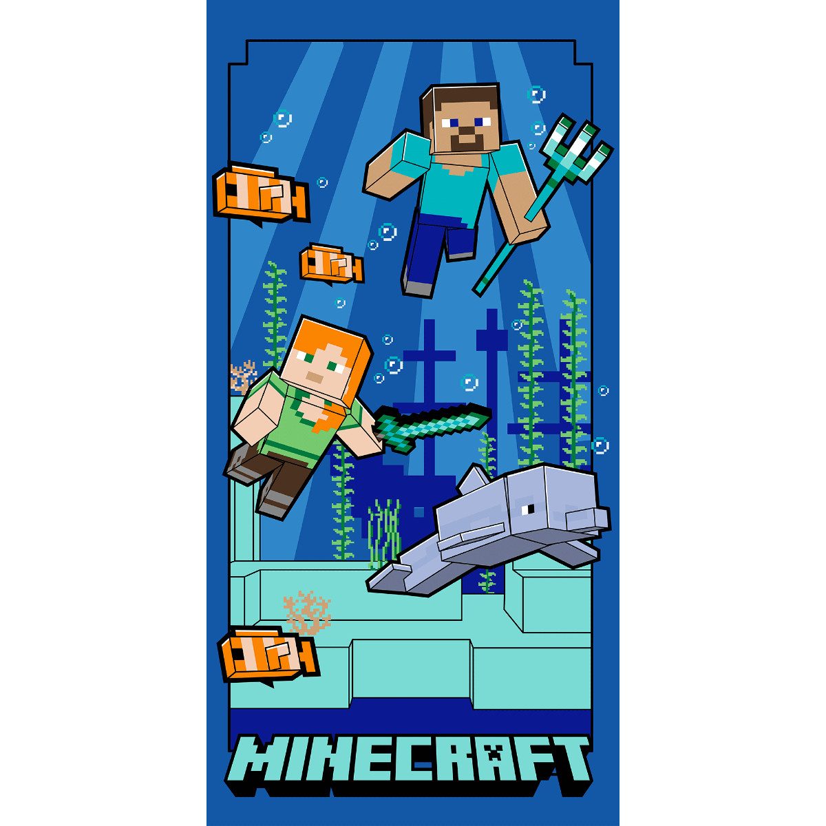Minecraft Strandtuch Under Water Strandtuch 70 x 140 cm Polyester Badetuch, (Packung)
