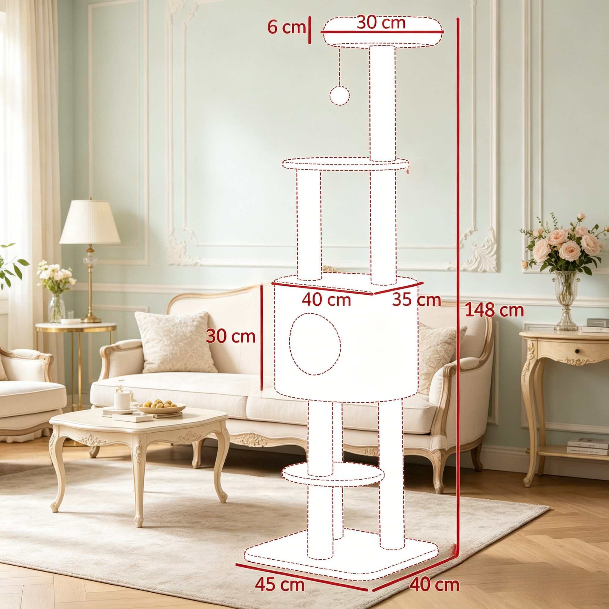 MIBODE Kratzbaum-Liegemulde Kratzbaum 170cm mit 3 Plattformen, Kratzbrett & Katzenkissen