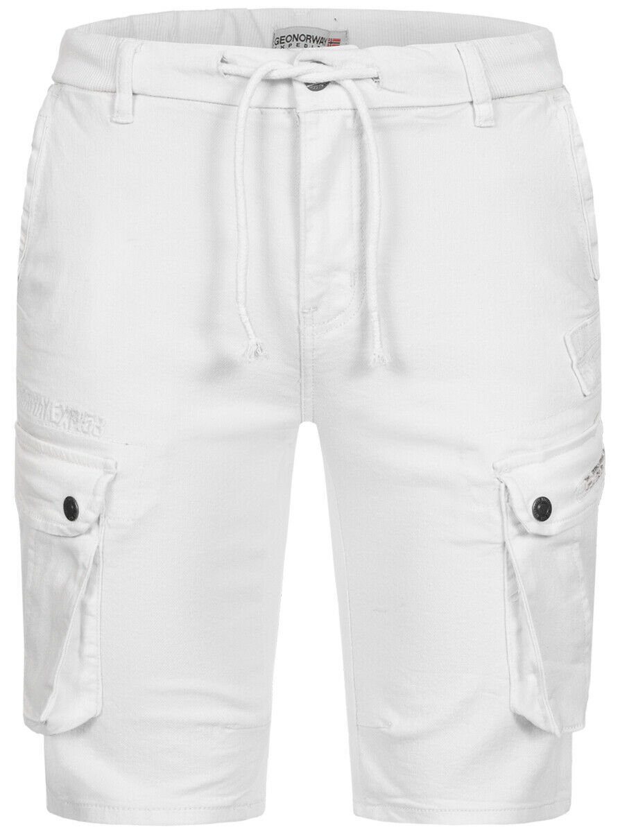 Geographical Norway Shorts Herren Cargo Shorts Kurze Hose Short Bermuda Knielang Sommer Palombo-Weiß