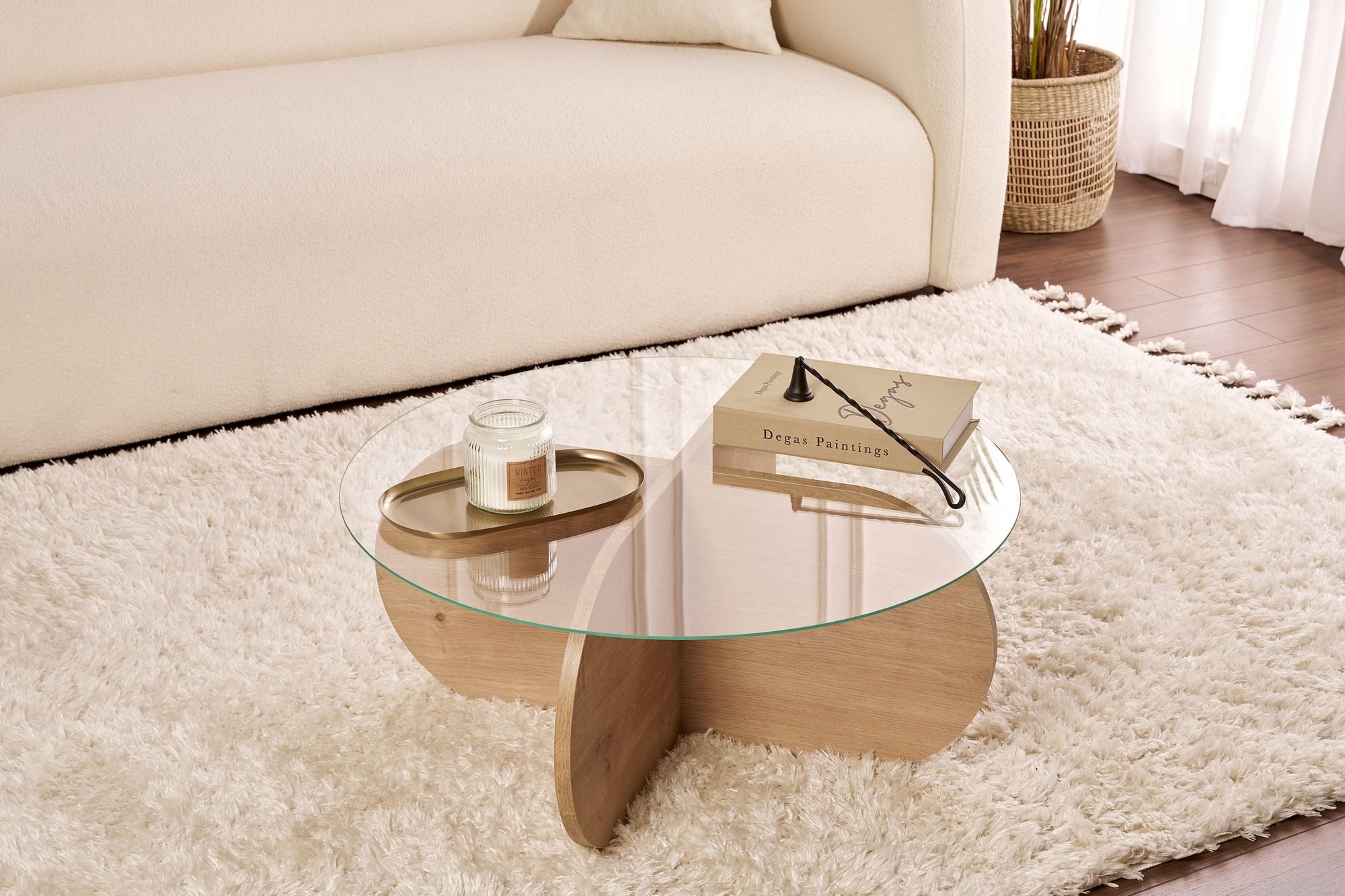 Skye Decor Couchtisch Aeris, Modernes Design Gehärtete Glasplatte Pflegeleichte Oberfläche