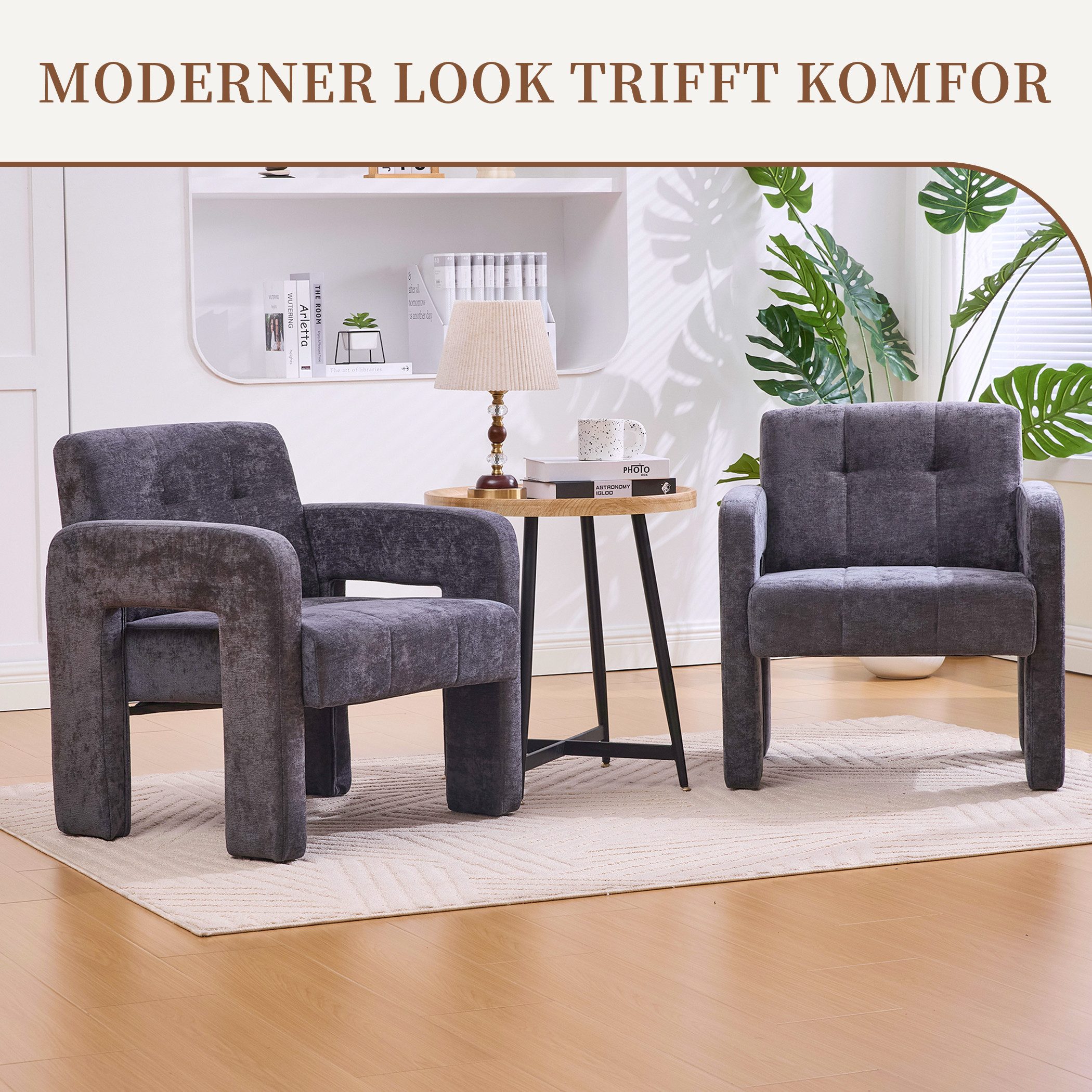 SeedWave Sessel Chenille Relaxsessel mit Ergonomischer Rückenlehne, Gepolstertem Sitz, Polstersessel mit hochdichtem Schaumstoff & verstärkten Beinen