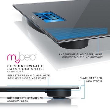 MyBeo Personenwaage, Digitale Körperwaage mit 3,5" LCD Display, DMS Sensoren, max. 150kg