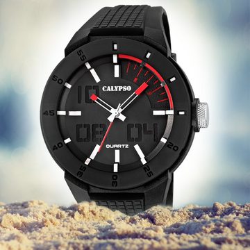 CALYPSO WATCHES Quarzuhr Calypso Herren Uhr K5629/2 Kunststoffband, (Analoguhr), Herren Armbanduhr rund, Kautschukarmband schwarz, Outdoor