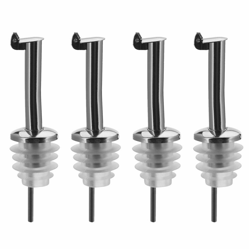 Flaschenausgießer 4 Stück »Inox Standard«, Silikonkorken, Metallkläppchen, mit Luftröhrc
