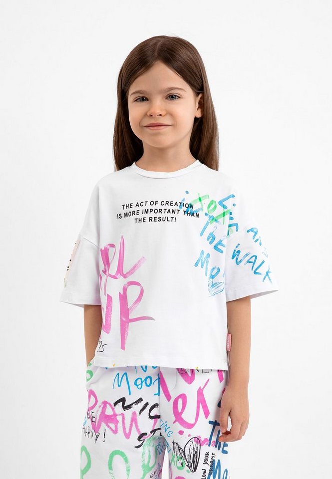 Gulliver T-Shirt mit coolen Schriftprints auf der Front, Cooles T-Shirt für  Mädchen mit farbigen Prints auf der Front