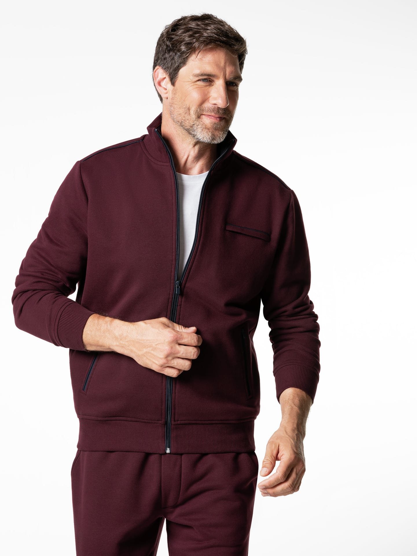 Walbusch Sweatjacke Herren Wohlfühljacke Supersoft Baumwollmix Freizeitjacke, angeraut, wärmend, 2 Reißverschlusstaschen, Kurzgröße
