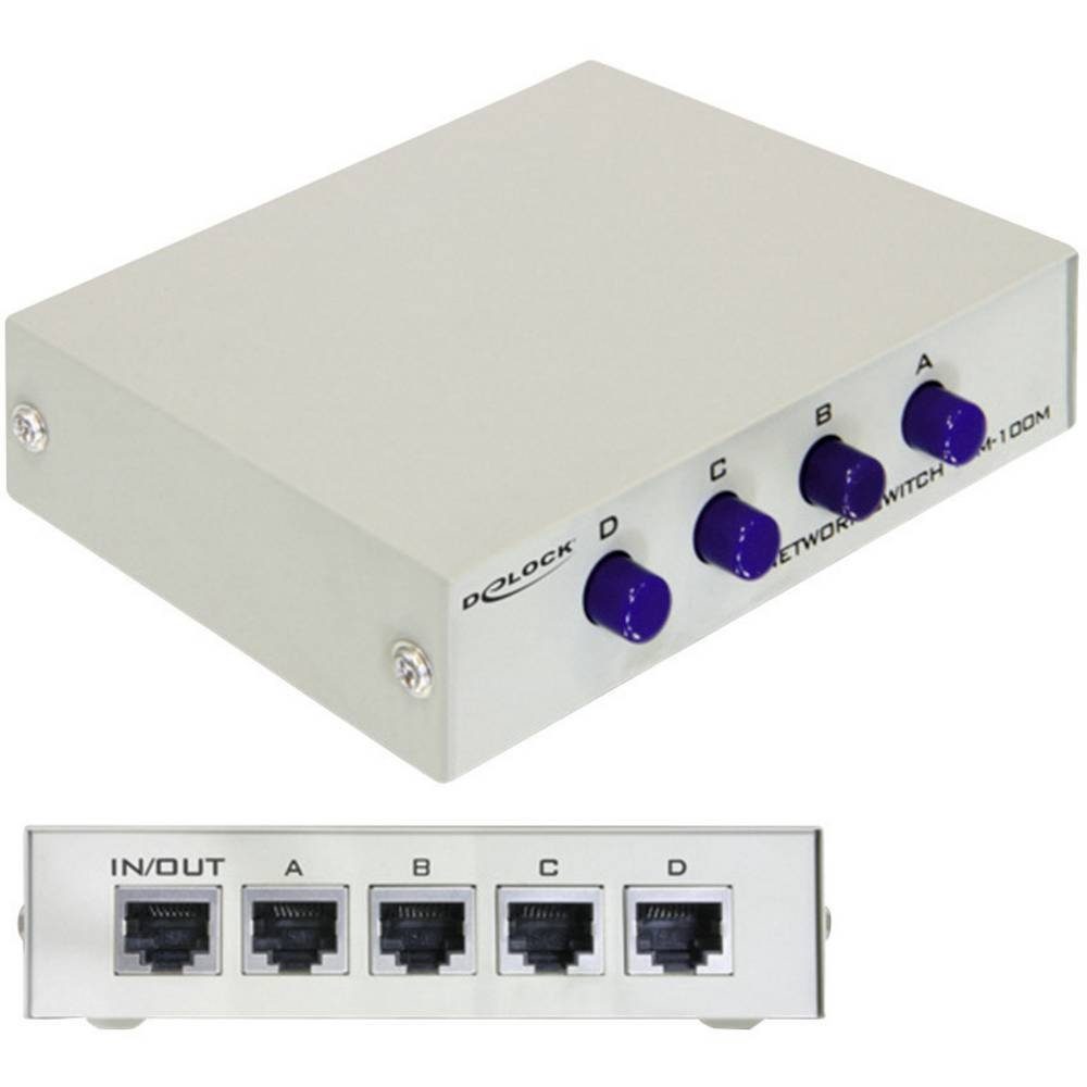 Switch Delock 4-Port 10/100 manuell, Mb/s Netzwerk-Switch beige RJ45