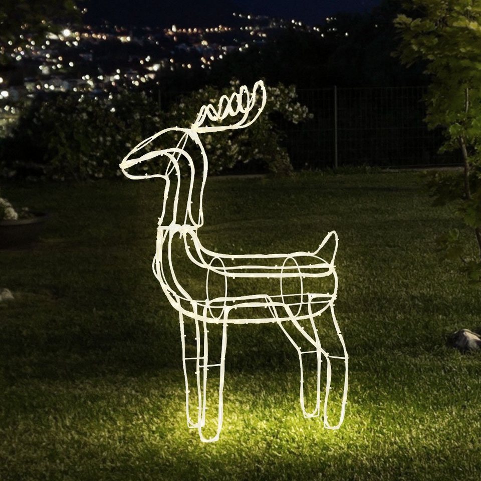 EGLO LED Dekolicht, LED-Leuchtmittel fest verbaut, Warmweiß, Weihnachtsdeko  Außenleuchte Rentier Lichterschlauch LED