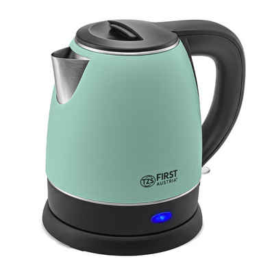 TZS FIRST AUSTRIA Wasserkocher Edelstahl Wasserkocher, 1,2 L, 2200 W, 360° Grad Abstellwinkel, 1 l, 2200 W, integrierter Kalkfilter, Trockenkochschutz, kabellos