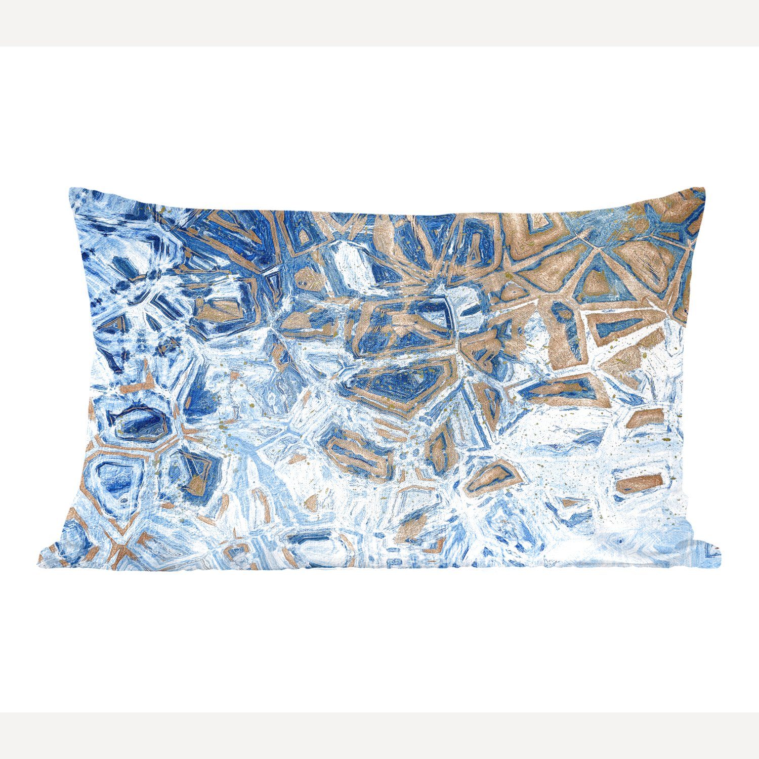 MuchoWow Marmor Schlafzimmer Wohzimmer - Zierkissen, Blau, Füllung, Dekokissen Dekokissen - - Farbe Gold Dekoration, mit