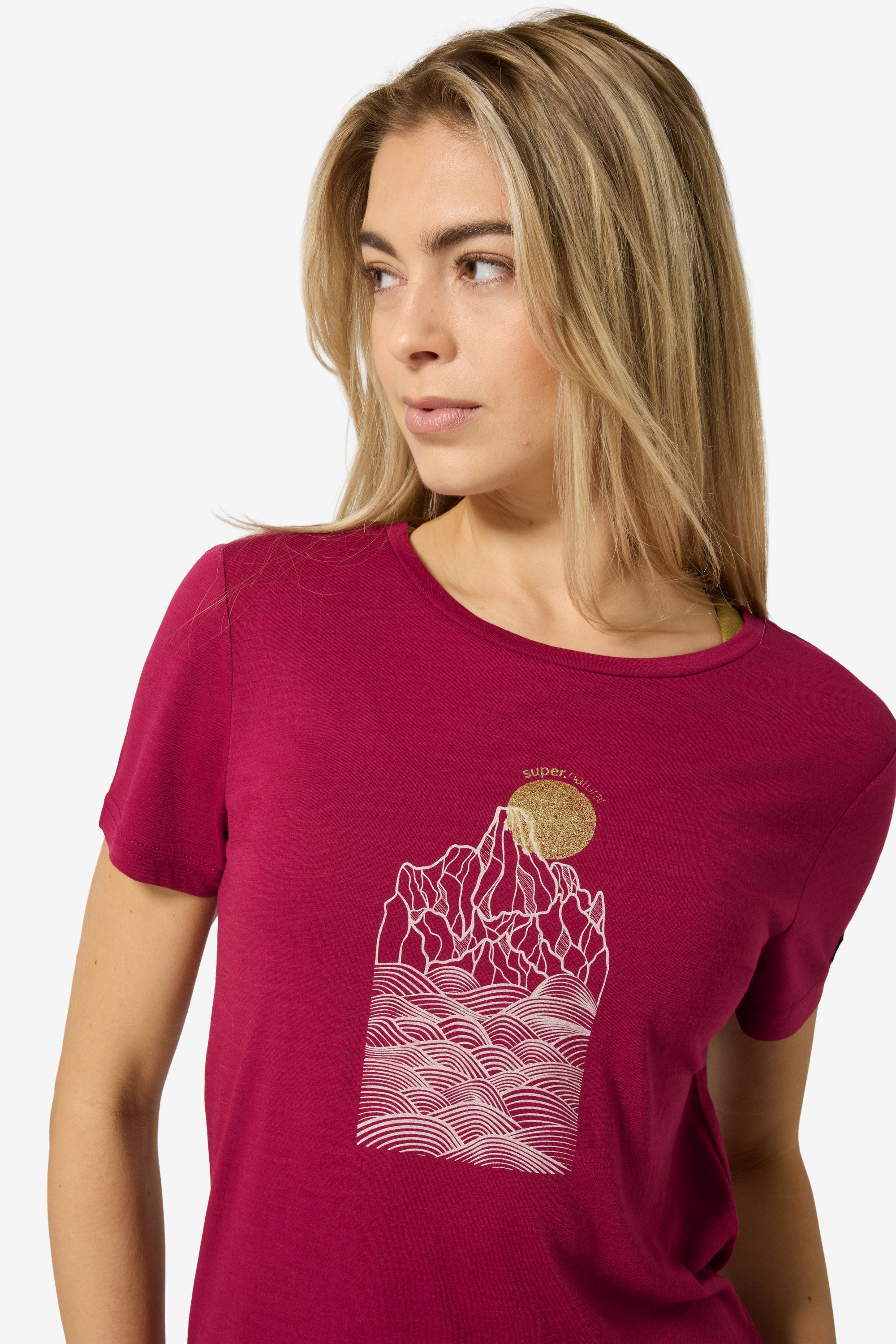SUPER.NATURAL T-Shirt für Damen, Merino PREIKESTOLEN CLIFFS Berg Motiv, cas günstig online kaufen