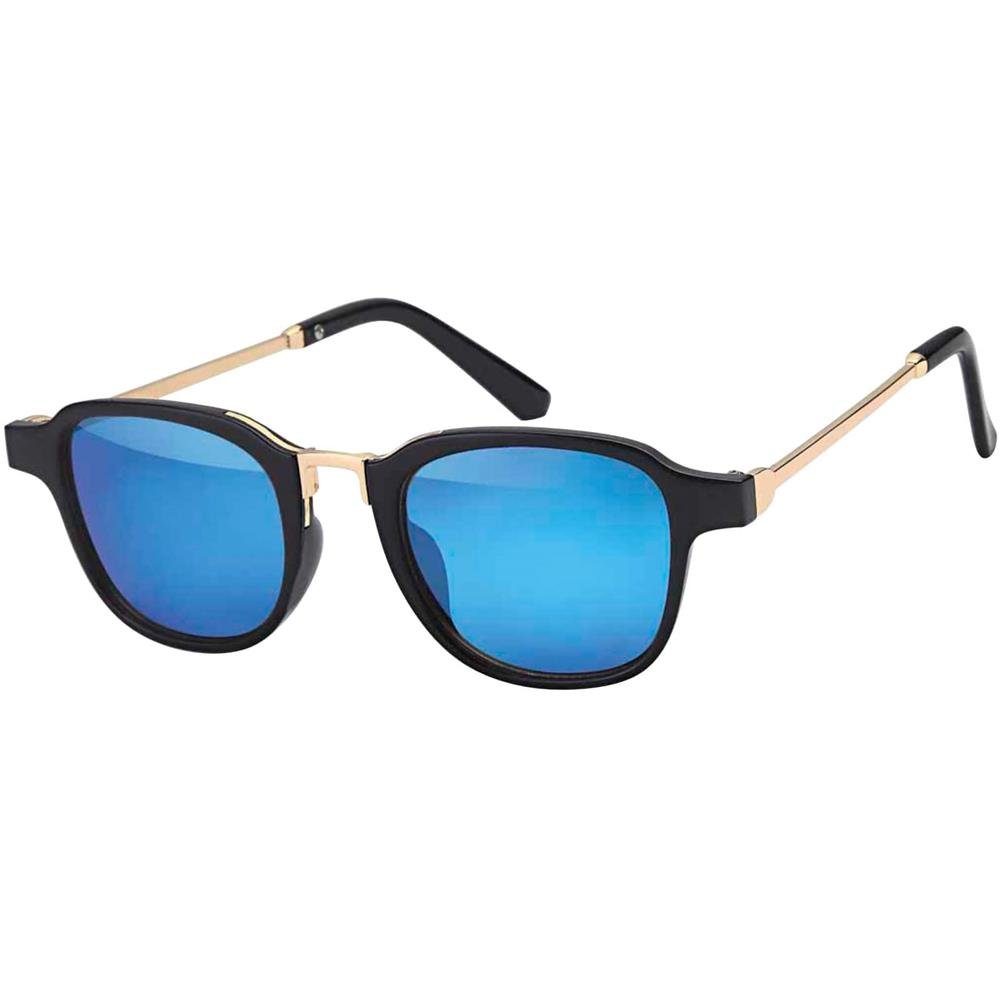 BEZLIT Eyewear Retrosonnenbrille Zeitlos Moderne Sonnenbrille mit Metallrahmen (1-St) mit schwarzen Linsen Blau Gold
