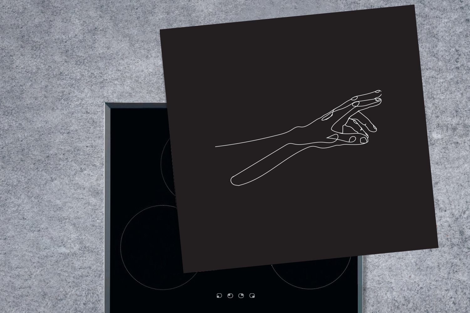 cm, Arbeitsplatte - Vinyl, tlg), MuchoWow (1 Weiß, Ceranfeldabdeckung, - küche 78x78 - Hände Minimalismus für Schwarz Herdblende-/Abdeckplatte
