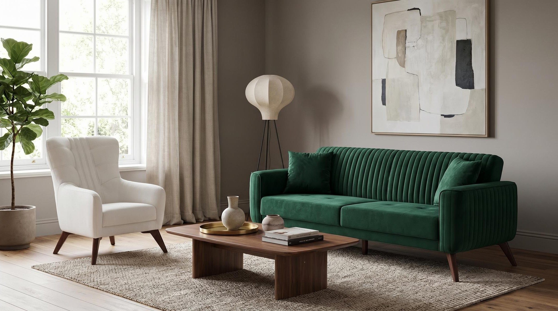 Xlmoebel 3-Sitzer Weiß-grünes Sofa-Set 3-Sitzer-Sofas modern garnitur Stoffsofas, 2 Teile, Mit Kissen