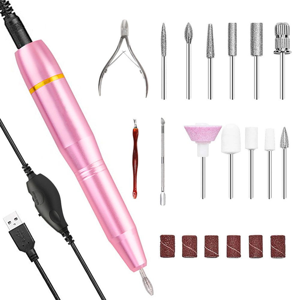 AIMAX Nagelknipser-Set Elektrische Nagelfräser mit 11 Nagelbohrer, Multifunktional Nagelfeile, Für Maniküre, Pediküre, Hornhaut, Acryl/Gel-Nägel & stufenlose Speed