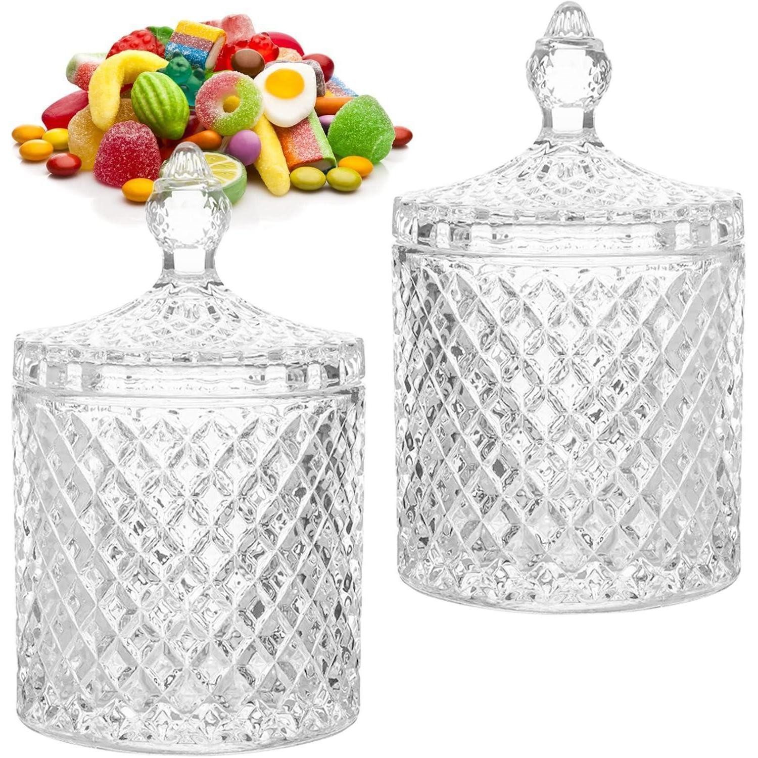 LuxusKollektion Zuckerdose 2 Stück Kristallglas Zuckerdose mit Deckel transparent - Süßigkeiten