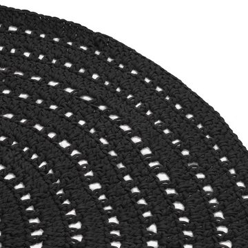 Teppich Teppich Gestrickt Baumwolle Rund 150 cm Schwarz, Label51, Runde