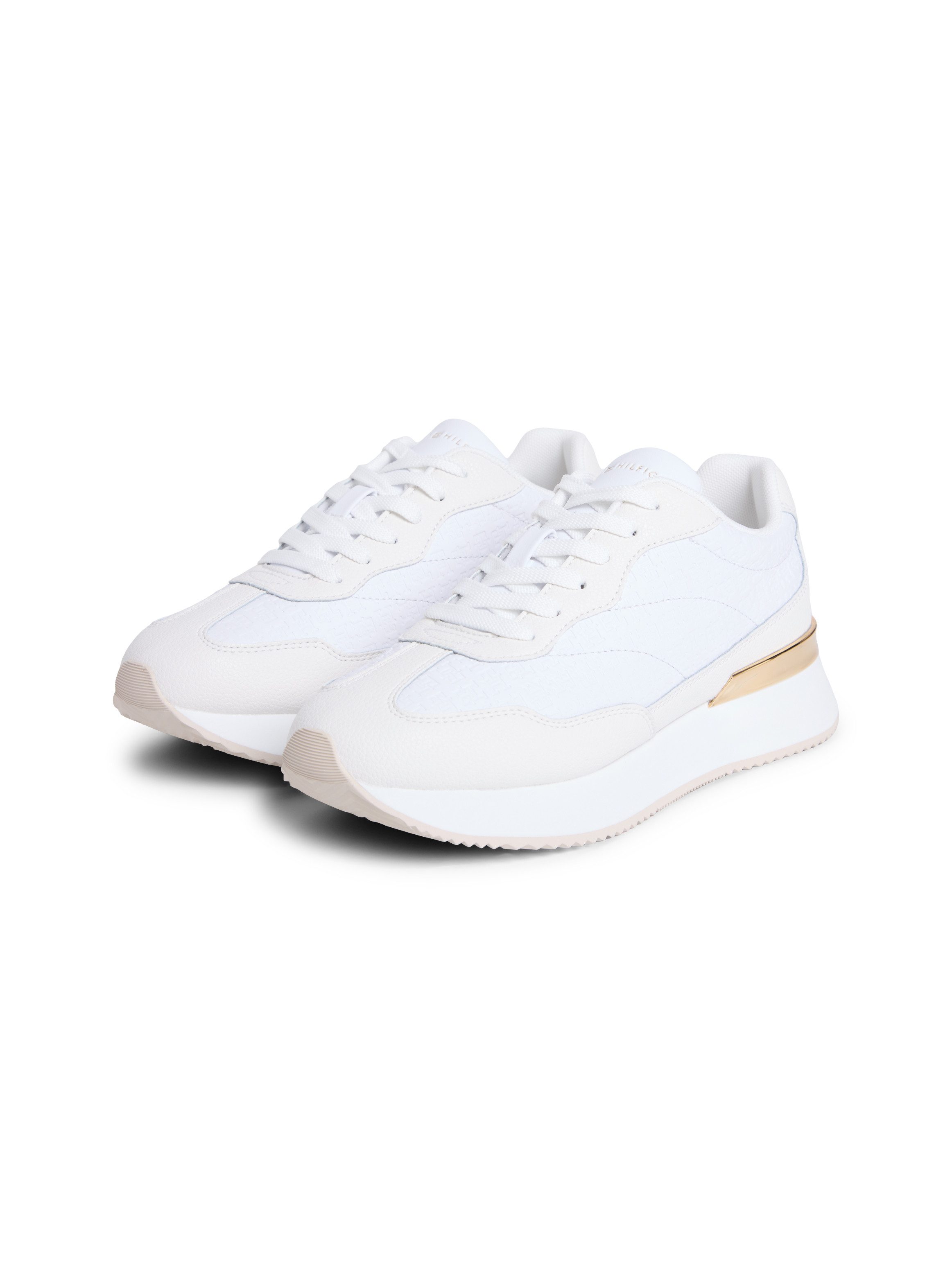 Tommy Hilfiger TH CHIC MONOGRAM RUNNER Keilsneaker Freizeitschuh, Halbschuh, Schnürschuh mit goldfarbenem Besatz