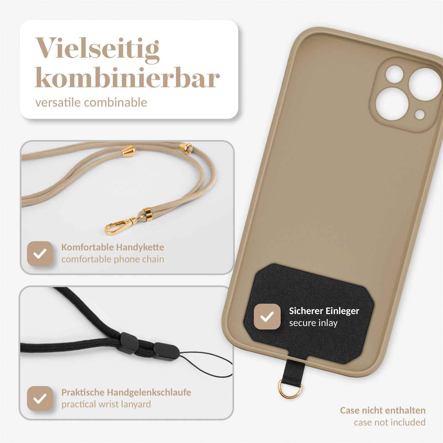 moex Handykette für Nokia Lumia 630 Handyband ohne Hülle Unleash Gold 4,5 Zoll, Umhängeband mit Karabiner Handy Kette zum Umhängen Band abnehmbar