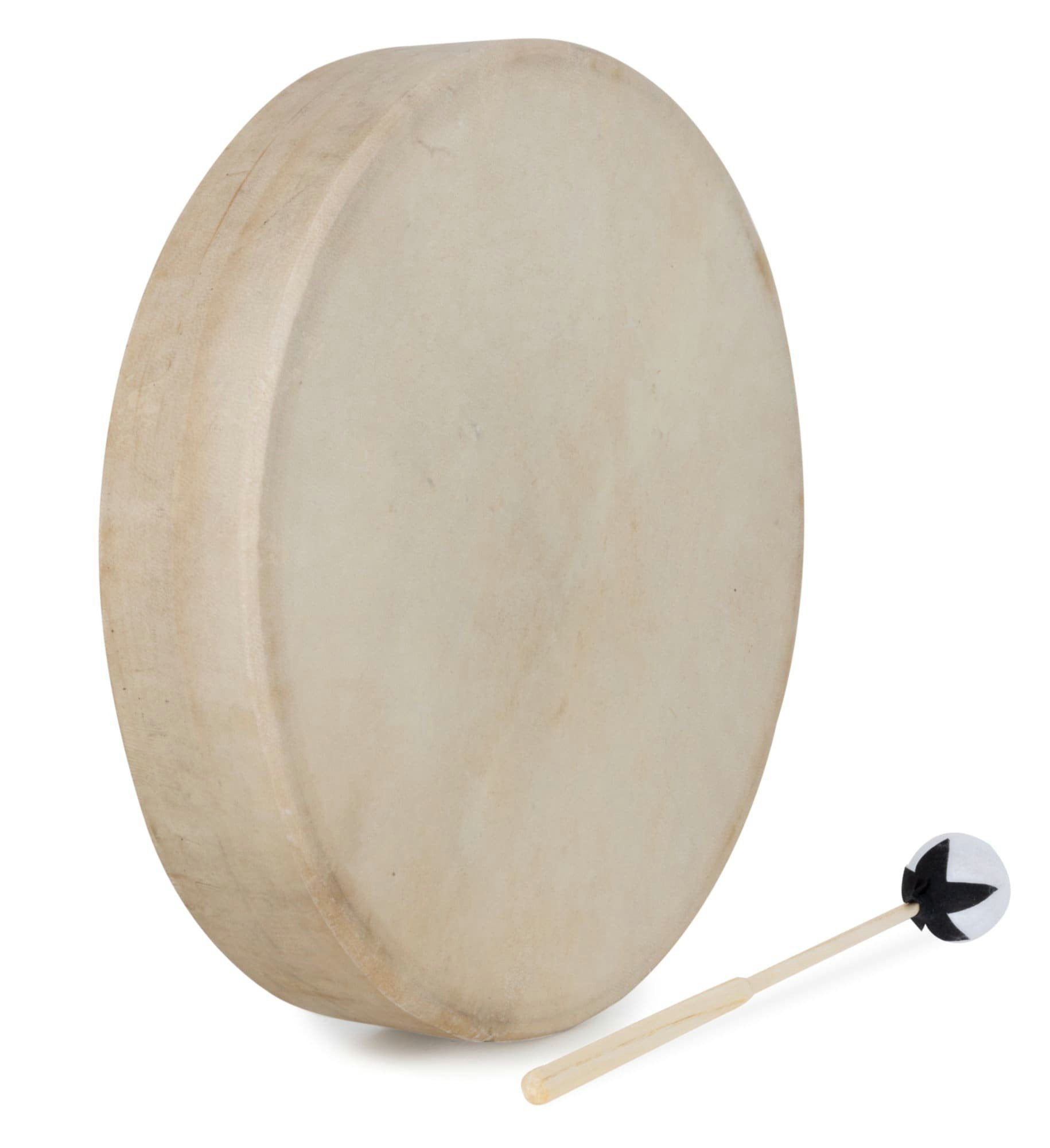 Classic Cantabile kleine Trommel Schamanentrommel mit Ziegenfell bespannt - Handtrommel, (ink. Schlägel, 2, Set), Anregende Wirkung