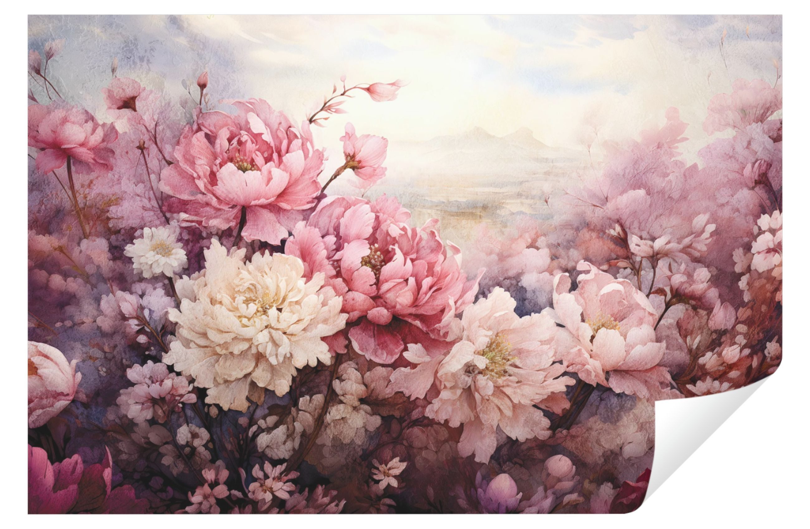 Wallarena Fototapete Blumen Pfingstrosen Vlies Tapete Wohnzimmer Schlafzimmer Wandtapete, Glatt Vlies Struktur Vinyl, Kunst, Tapete inklusive Kleister Vliestapete Motivtapete
