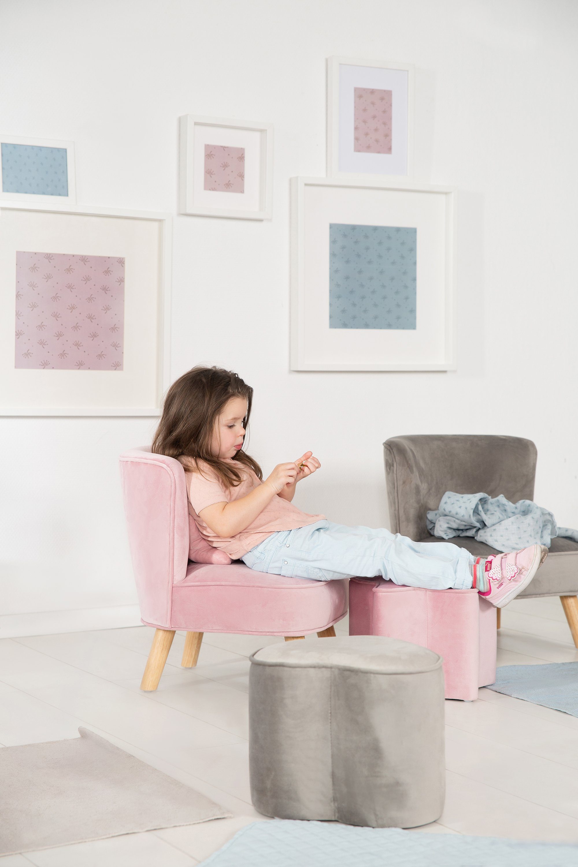 roba® Sofa Lil Sofa, mit Holzfüßen rosa/mauve