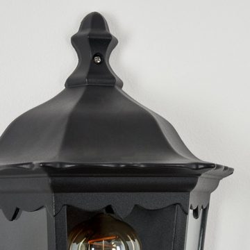 hofstein Außen-Wandleuchte »Viano« Wandlampe in antikem Look aus Metall/Glas in Schwarz-matt/Klar, ohne Leuchtmittel, Wandleuchte m. E27, Außenleuchte