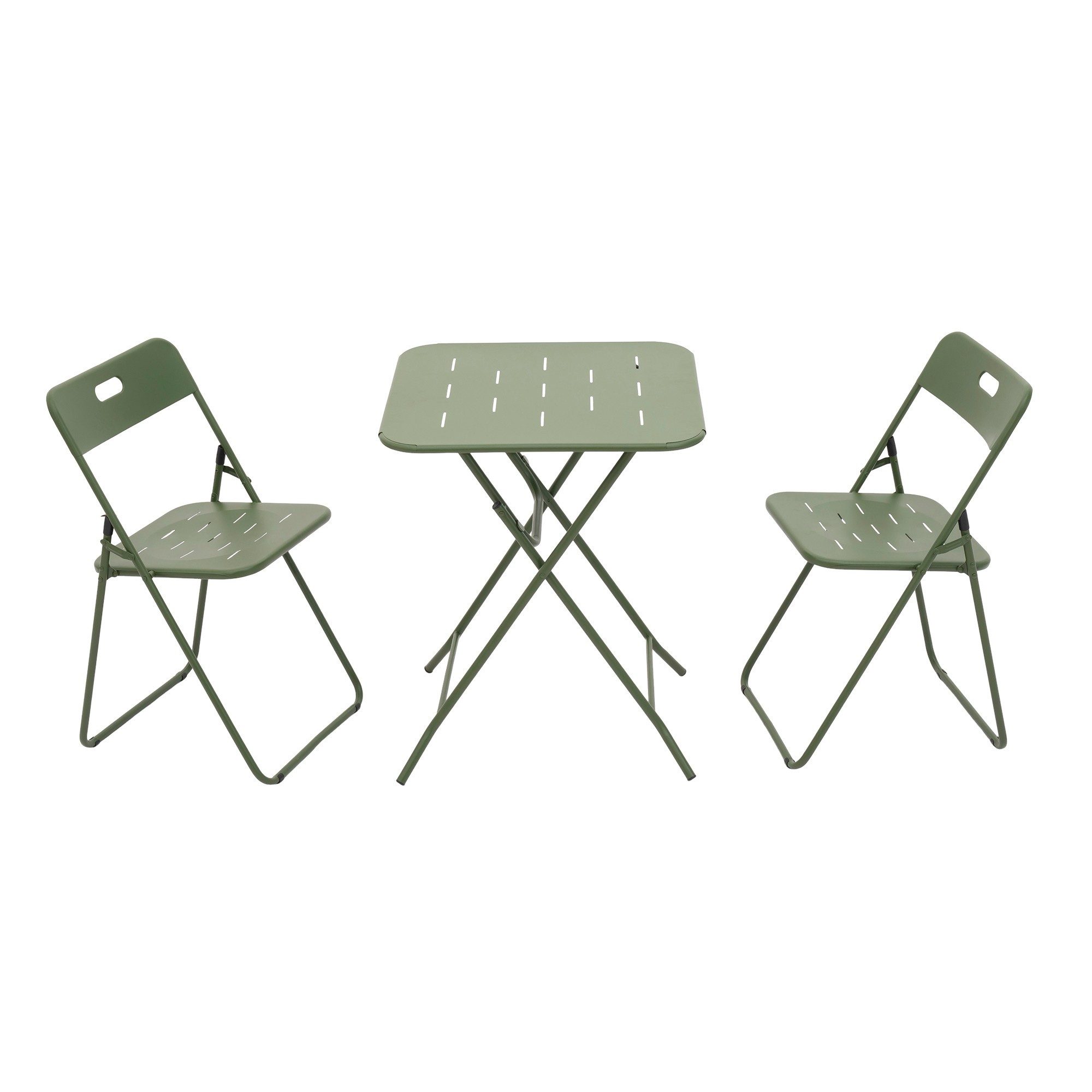 LVHOM Balkonset Gartenmöbel Bistro/Terrasse Set, klappbar, wetterfest, 2 Personen, (rutschfeste Stuhlfuß, durchbrochene Sitzfläche/Tischplatte, Metall, Belastbarkeit des Tisches: 20kg/Stühle: 120kg, ohne Montage), Balkon, Gartenessen, Arbeitszimmer, Cafés,temporäres Set für Messen