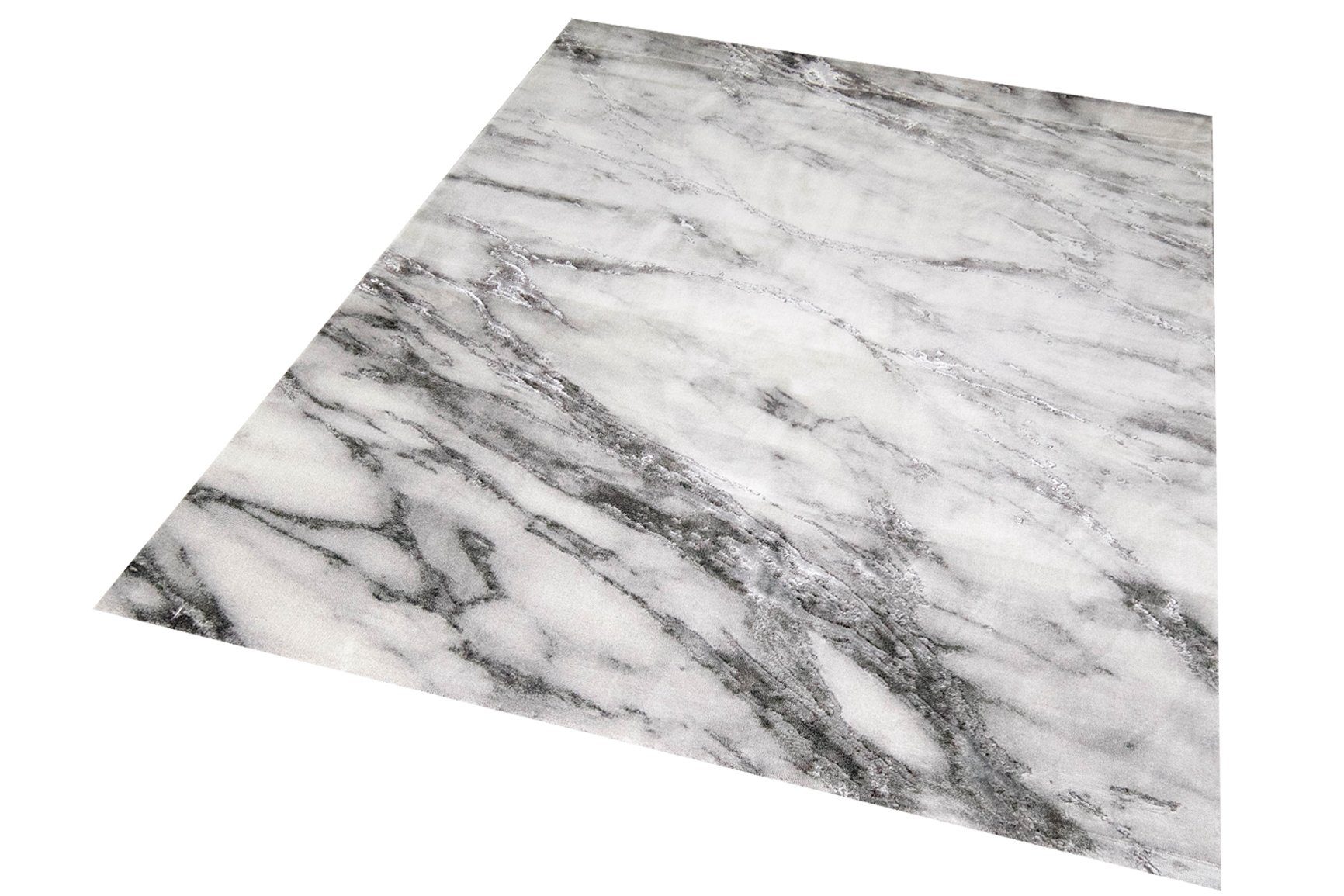 Carpetia Teppich Teppich Design Wohnzimmer Teppich Marmor Optik grau creme, rund, Höhe: 12 mm