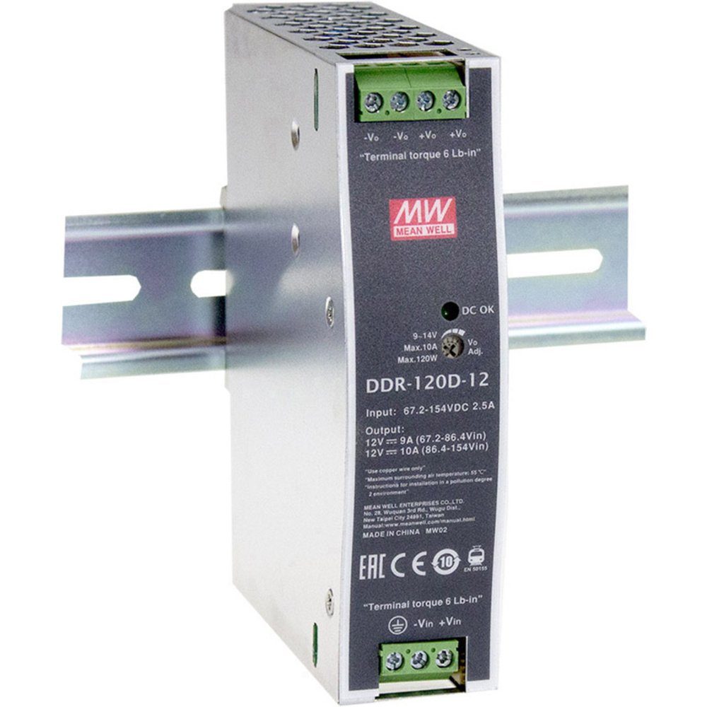 Mean Well DDR-120D-24 Hutschienen-DC/DC-Wandler (DIN-Rail) 24 V/DC 5 Hutschienen-Netzteil