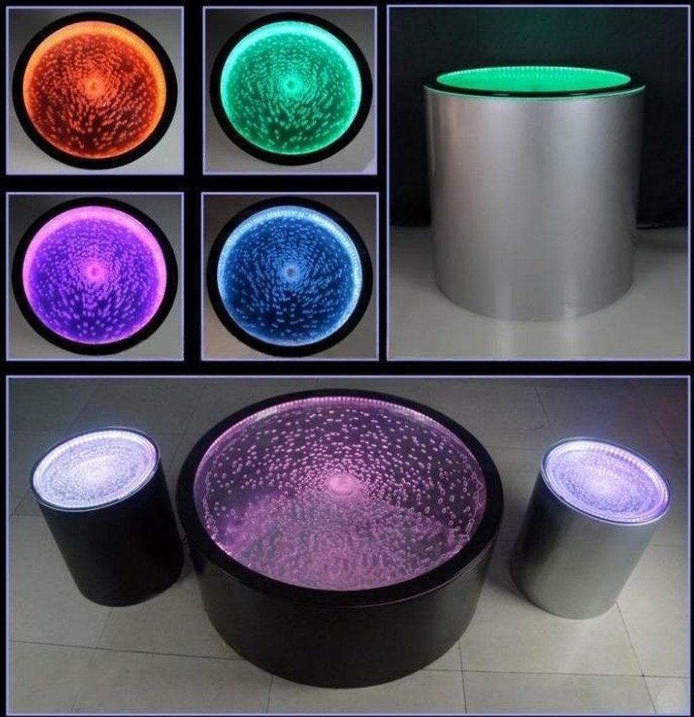 JVmoebel Couchtisch Beleuchteter LED Tisch mit Wassersäulen und transparenter Oberfläche (Packung), Made in Europa