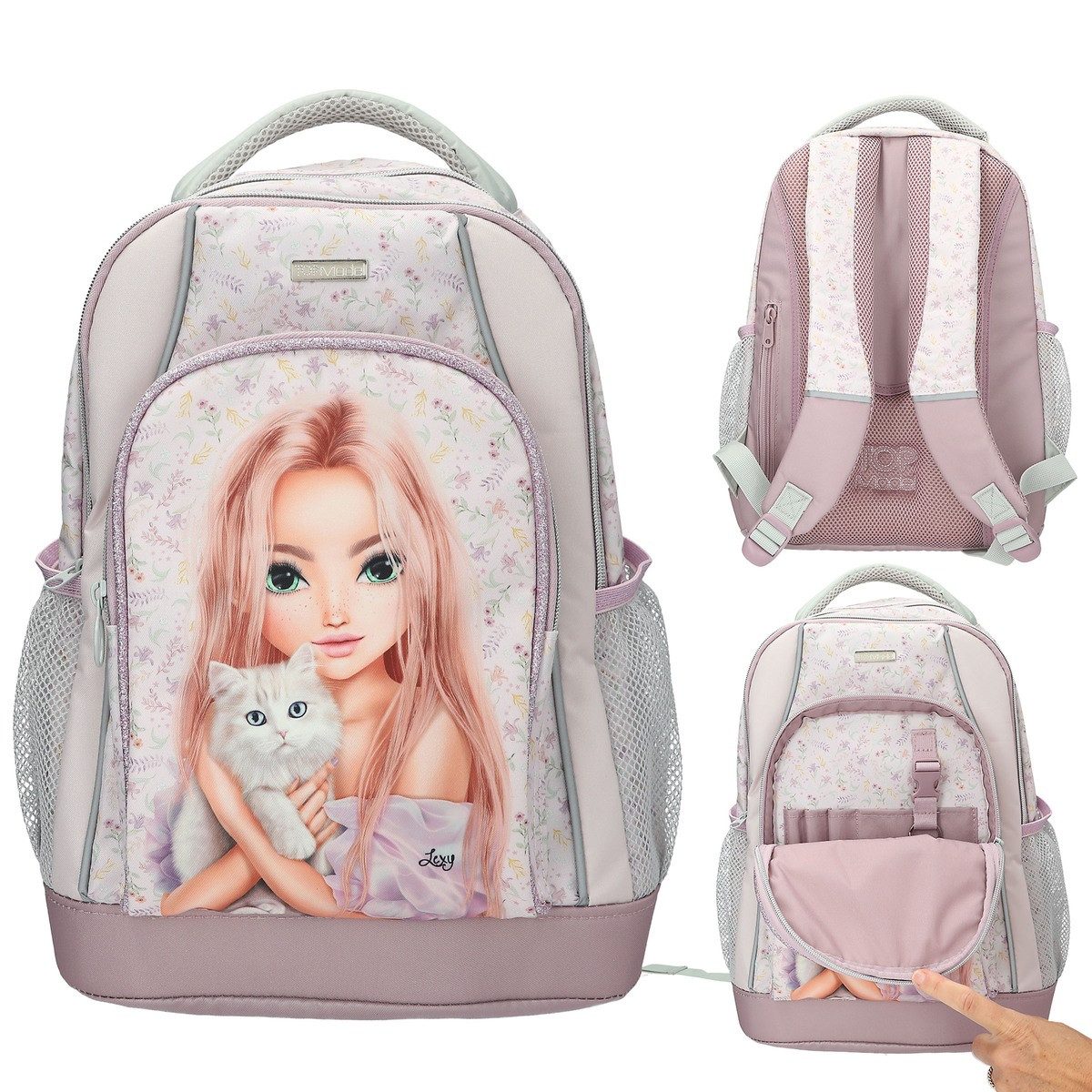 Schulrucksack DEPESCHE TOPModel Schulrucksack Blooming Kitty Katze flieder