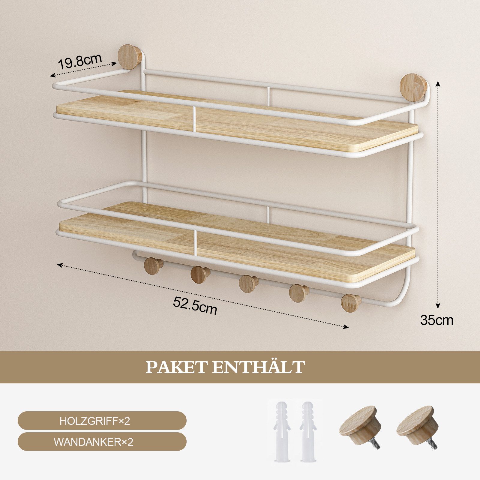 Kapanou Wandgarderobe 2-stöckiges mit Kleiderhakenschiene, wandmontiertes günstig online kaufen