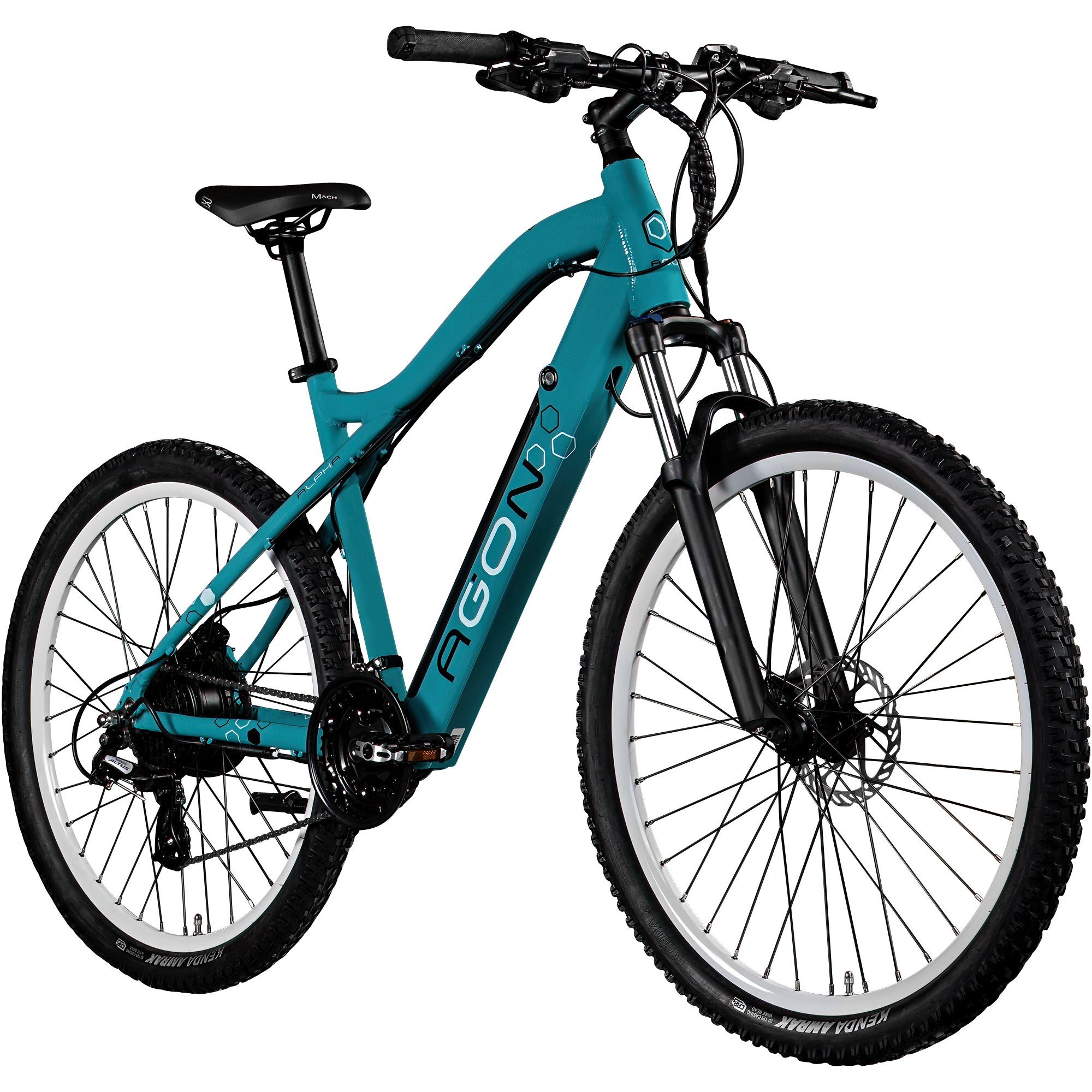 AGON E-Bike Alpha, 24 Gang, Kettenschaltung, Heckmotor, E Bike Mountainbike Herren oder Damen 170 - 190 cm Pedelec 27,5 Zoll