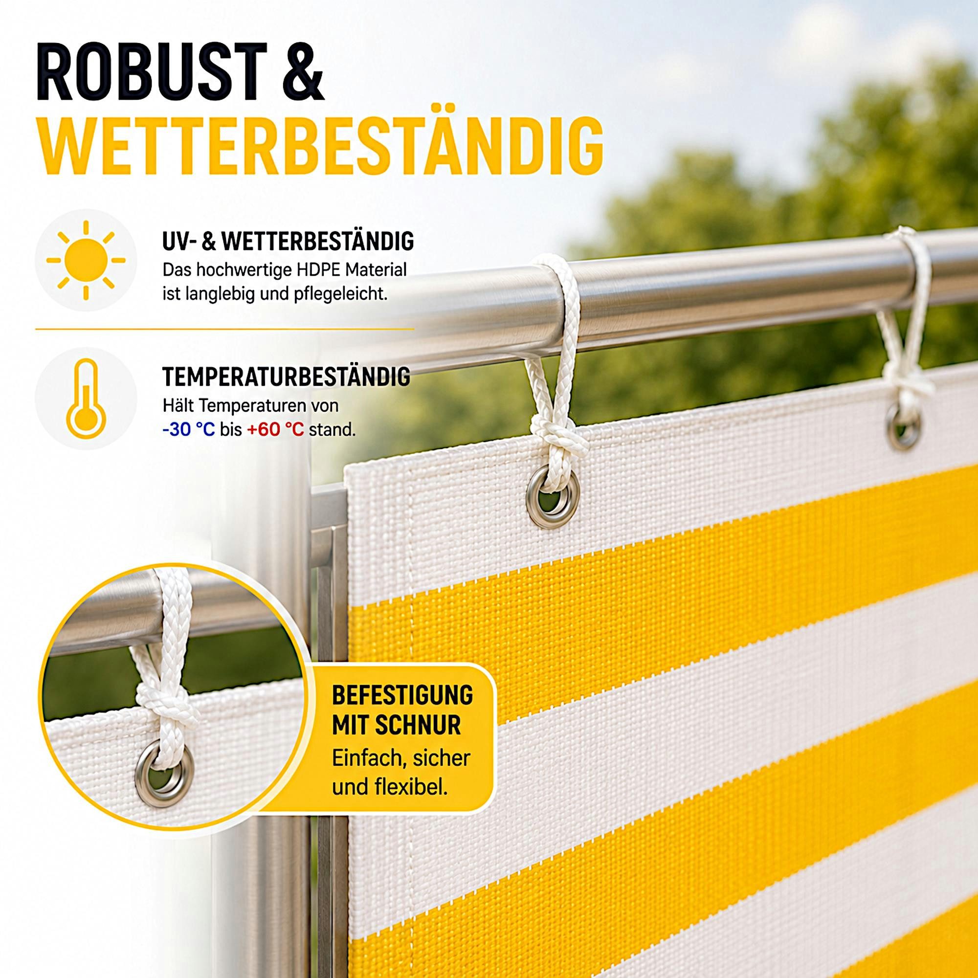 ESTEXO Sichtschutzzaunmatten Balkon Sichtschutz Bespannung Verkleidung 75 x 600 cm Wind Schutz ge – Bild 2 von 5
