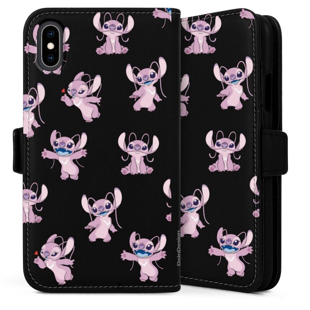 DeinDesign Handyhülle Lilo & Stitch Engel Disney Angel Faces Pattern Transparent, Apple iPhone X Hülle Flip Case Klapphülle Handytasche Leder