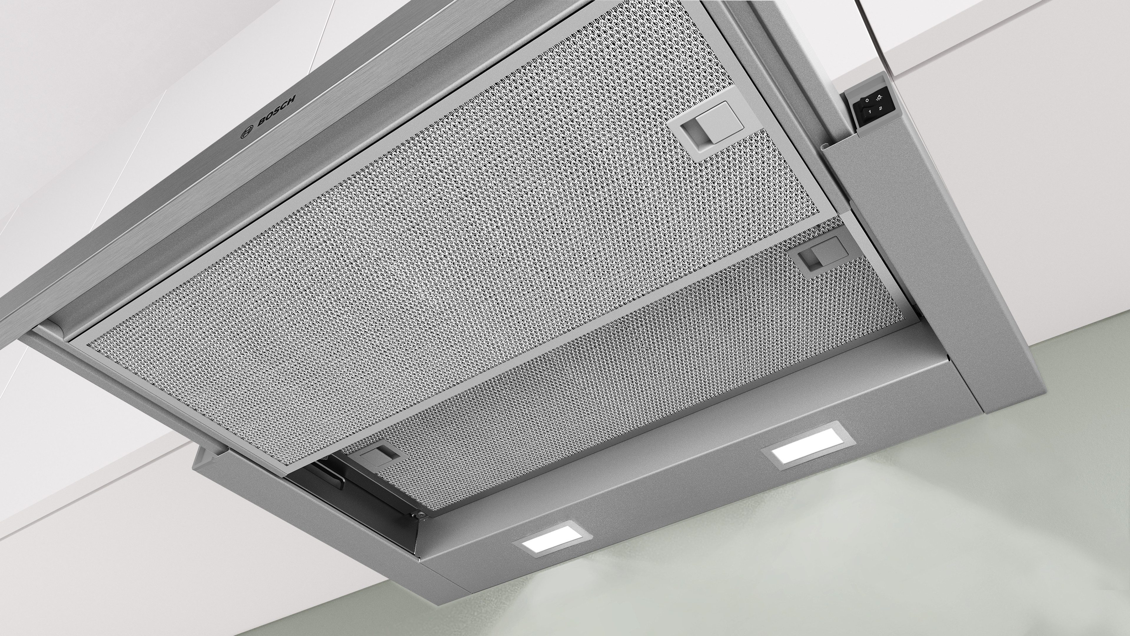 BOSCH Flachschirmhaube DFL063W57 Serie Serie 2 DFL063W57, Helle LED-Beleuchtung & einfach zu reinigender Metall-Fettfilter