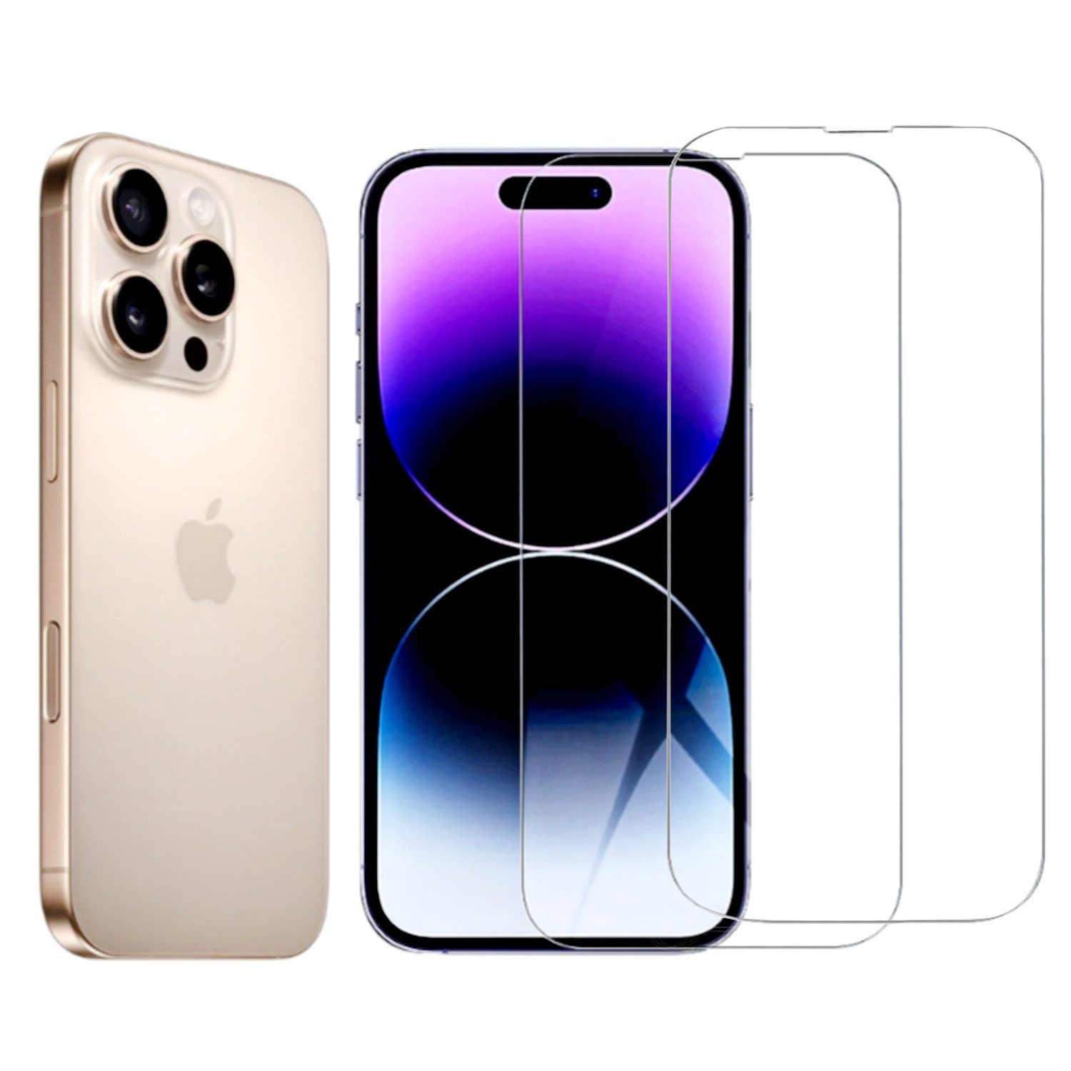 CLM-Tech Displayschutzglas 2x für iPhone 16 Pro 6,3 Zoll, Panzerglas Folie - Anti-Fingerabdruck und kratzfest -, 2 Stück, Kristallklar